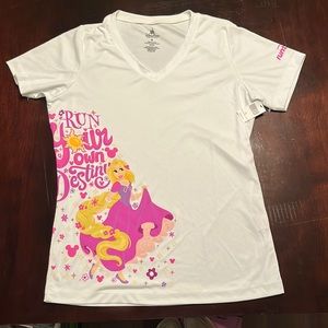 NWT RunDisney Dry Fit Rapunzel V-neck Shirt  Medium